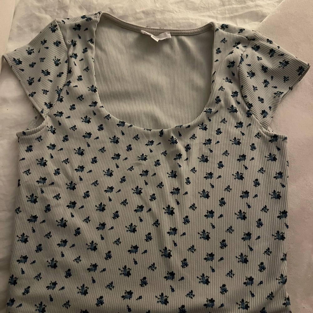 Floral Ribbed Women's Top